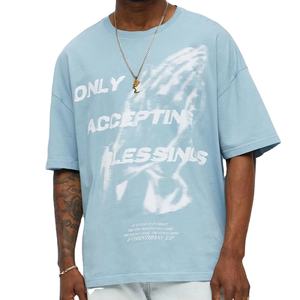 Verano de moda al por mayor OEM personalizado serigrafiado camiseta gráfica manga corta suelta cuello redondo Casual alfabeto - Product Image 1