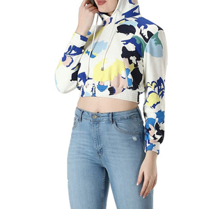 Pull-over brodé personnalisé à manches longues, sweat-shirt à capuche pour femmes, sweat-shirt court d'hiver sans poche, col à capuche - Product Image 4