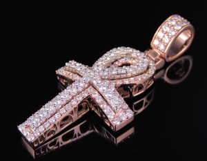 Elegant S925 <b>Sterling</b> <b>Silver</b> <b>Cross</b> Pendant <b>Necklace</b> With Round Cut Moissanite Diamond Hip Hop Style - Product Image 4