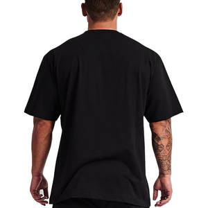 Camiseta transpirable de hombro caído de lujo de peso pesado de algodón 100% para hombres, camiseta de talla grande con cuello redondo de alta calidad hecha a medida para hombres - Product Image 3