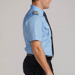 Camisa de vuelo de ajuste clásico con tela duradera para viajes o uso uniforme Camisa de vuelo lisa con cierre de botón - Product Image 2