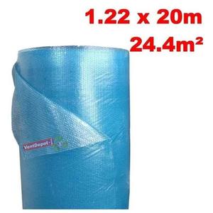 Rouleau de film à bulles pour emballage, MXBBP-005, 1,22 m x 20 m, épaisseur 5 mm, polyéthylène 0,1 mm, bulle 3/16 mm, bleu. - Product Image 1