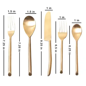 Juego de cubiertos de peso pesado sumergido en oro Calidad original Apto para alimentos y Apto para lavavajillas Cubiertos de metal inoxidable para bodas - Product Image 2