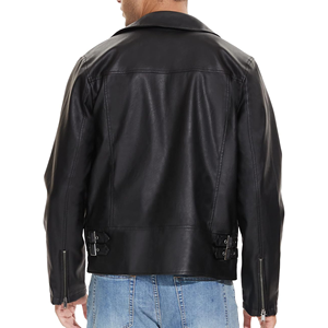 Chaquetas de cuero para hombre de cuero real de invierno Casual motocicleta solapa asimétrica con cremallera cinturón Slim Fit Biker Coat - Product Image 6