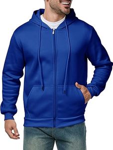 Sweats à capuche décontractés d'hiver pour hommes en polyester/coton polaire de couleur unie coupe régulière avec conception de poche écologique séchage rapide respirant - Product Image 6