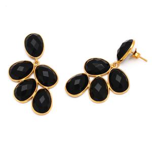 Pendientes Colgantes de Espinela Negra de Alta Calidad, Bonitos Pendientes de Boda, Chapados en Oro, Plata de Ley 925, Hechos a Mano, Regalo - Product Image 6