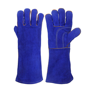 cow split leather <b>welding</b> <b>gloves</b> plam and back reinforced long leather <b>gloves</b> leather working <b>gloves</b> - Product Image 4
