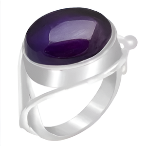 แหวนเงิน925ใส่ได้ทั้งชายและหญิงพร้อมพลอยอเมทิสต์อัญมณีแฟชั่นเครื่องเพชรพลอยทรงรีสำหรับงานแต่งงานงานหมั้นวันครบรอบ - Product Image 5