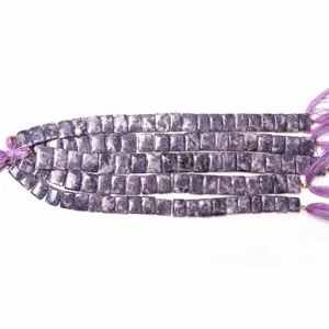 Lepidolite Drilled Rectangle Gemstone Beads 8 inch Stand Handmade Beads Size 10X13 MM Side Drill Wholesale Beads