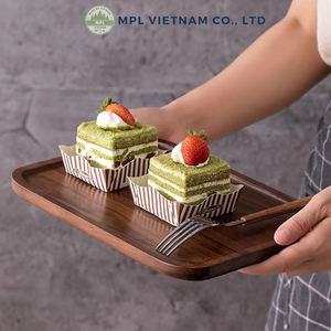 Bandeja de Servir de Madera de Nogal Negro Sólido de Lujo, Plato Decorativo Rectangular Elegante para Postres y Café - Product Image 1