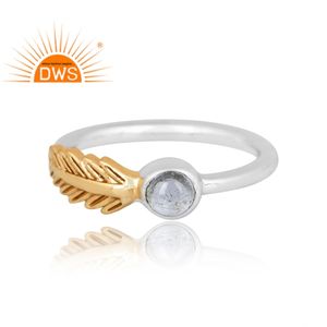 Anillo de plata de ley con piedra preciosa de aguamarina natural, diseño elegante, joyería de diseño personalizado para mujer, regalo para ella. - Product Image 3