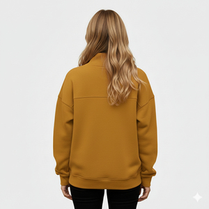 Pull long imprimé oversize à col montant pour femme, en tissu tricoté doux et lisse, coupe décontractée et confortable pour tous les jours - Product Image 3