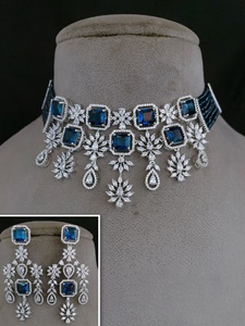 Elegante Juego de Collar y Aretes de Latón Americano con Circonitas para Mujer, Joyería Elegante para Bodas y Regalos - Product Image 2