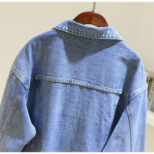 Chaqueta con capucha de mezclilla lisa de Otoño de algodón elástico regular para hombre hecha a medida al por mayor cuello levantado cierre de cremallera talla grande vintage - Product Image 6