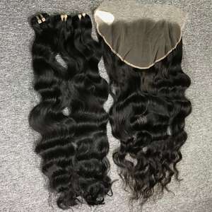 ด้านหน้าลูกไม้ผมมนุษย์ดิบพร้อมกลุ่มคลื่นธรรมชาติ 13x4 ลูกไม้ HD เต็มชุดด้านหน้าชุดเต็มชุดการโยกผมความหนาแน่น 200 - Product Image 4