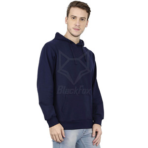 Sweat-shirt à capuche bleu marine pour homme BlackFox, coupe classique, en coton French Terry, décontracté, pour l'automne, avec logo imprimé sur le devant - Product Image 3