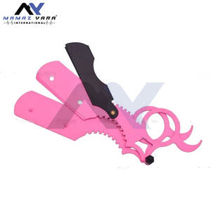 Venta al por mayor de acero inoxidable maquinilla de afeitar recta rosa y negro con hoja reemplazable para la cara cuerpo Bikini afeitado - Product Image 5