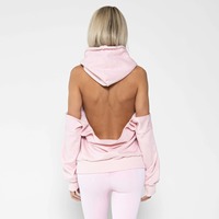 Sudadera con capucha de forro polar para mujer y adolescente, con espalda abierta y hombros descubiertos, transpirable, oversize, personalizable, para otoño e invierno