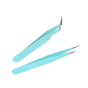 Pinzas para extensión de pestañas DIYDAY Lake Bule, pinzas de precisión para cejas de acero inoxidable, aislamiento de volumen de punta de fibra - Product Image 2