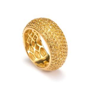 Anillo de Zafiro Amarillo de 3.82 Quilates, Chapado en Oro, Plata de Ley - Product Image 1