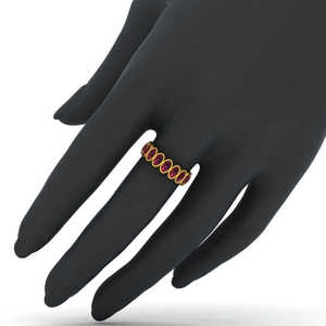 แหวนเงินแท้ 925 ทรงวงแหวนนิรันดร์ ประดับพลอยโกเมนสีแดงทรงรี ลายเรขาคณิต ขนาด 5x3 มม. น้ำหนัก 3.50 กรัม - Product Image 2