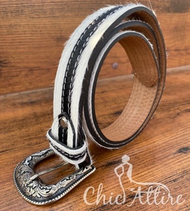 Cinturón occidental de piel de vaca a la moda para hombre de diseñador Xusom hecho a mano con hebilla adornada de pelo natural en cinturón de vaquero de cuero genuino - Product Image 1