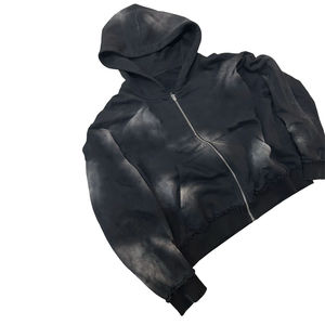 Acid WASH เสื้อฮู้ด2ชิ้นสำหรับผู้ชาย, เสื้อฮู้ด320gsm สตรีทซิปมีฮู้ดสำหรับผู้ชายทรงหลวมไม่มี2025 - Product Image 3