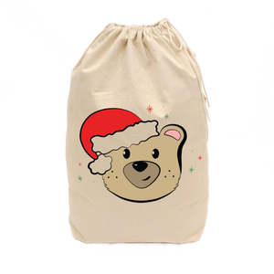Bolsa de Algodón con Diseño de Oso Navideño para Regalos Festivos - Product Image 1