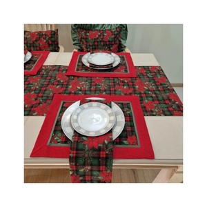 Classic Printed Square Multicolour Soft <b>Linen</b> Placemat 32x45cm Dining <b>Table</b> Mat Lightweight OEKO TEX Certified India Exporters - Product Image 5