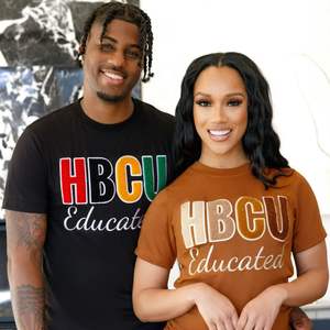 HBCU Women's Blue <b>White</b> Chenille Tee Premium Cotton T-<b>Shirt</b> Classic <b>Fit</b> Greek Apparel Soft Comfortable Stylish Embroidered Logo - Product Image 6