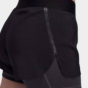 Vente en gros Short personnalisé deux en un Short blanc d'entraînement de gymnastique pour femmes 100% coton anti-rides Short à cordon en coton noir pour femme - Product Image 6