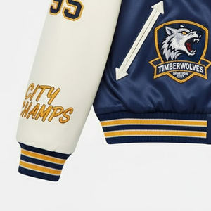 Chaqueta de Béisbol Varsity para Hombre, Bordado Chenille Ecológico, Logotipo Personalizado Frontal, Resistente al Viento, Transpirable, Estilo Urbano, Gran Venta - Product Image 3