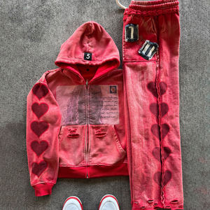 Precio bajo Unisex Streetwear con capucha otoño chándal conjunto de 2 piezas entrenamiento deportivo Jogging 100% algodón al por mayor - Product Image 1