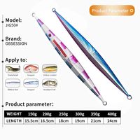 Vente en gros de leurres métalliques de pêche (jigs) de 150g, 200g, 250g, 300g, 350g, 400g, 500g, 600g pour la pêche au jigging, avec des jigs à chute rapide et lente