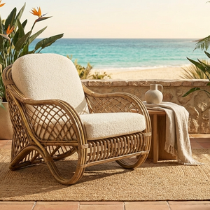 Chaise de salle à manger d'extérieur en rotin minimaliste, écologique, légère, durable et confortable pour villa et hôtel - Product Image 4