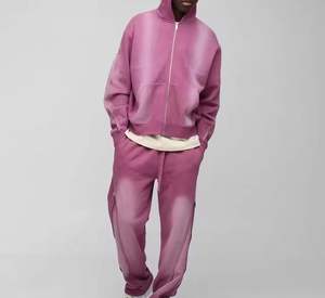 Conjunto de Sudadera Holgada y Pantalones Deportivos de Invierno, Estilo Urbano, Lavado Desgastado, Chándal Sólido con Doble Capucha, Cintura Ajustable con Cordón, Personalizado - Product Image 3