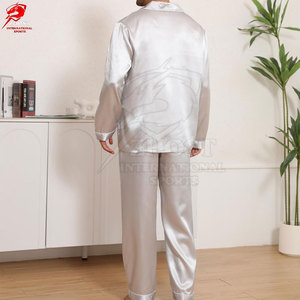 High Performance <b>Men</b> Sleepwear <b>Set</b> Long Sleeve Button Down Shirt With Pocket Comfortable Full Length <b>Pajamas</b> - Product Image 2