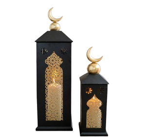 Juego de dos linternas de soporte de pilar de vela de Metal personalizadas Masjid ventana decoraciones de Ramadán linternas de piso de alta calidad - Product Image 2