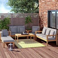Ensemble de mobilier d'extérieur design moderne, canapé de patio en bois de teck massif imperméable en vente de gros pour hôtels et villas