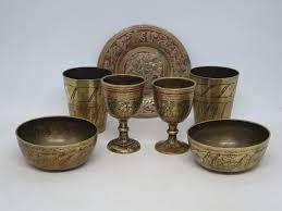 แก้วไวน์ทองเหลืองทำมือ สลักลายสวยงาม ถ้วยโลหะวินเทจ แก้วน้ำสไตล์โบราณ อุปกรณ์บาร์ ของขวัญแต่งงาน แก้วน้ำหรูหรา - Product Image 5