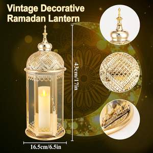 Vintage <b>Ramadan</b> Lantern Metal Durable for Cultural <b>Decor</b> Warm Indoor Setting Perfect Homes Traditional Festival Lighting - Product Image 6