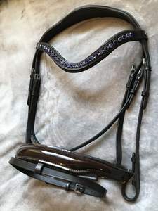 High Quality Leather Horse Bridle Horse Racing Leather Bridle and Horse Bridle with Metal <b>Hardware</b> Leather with Crystal - Product Image 2