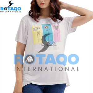 T-shirt décontracté pour femmes à manches courtes respirant imprimé personnalisé col rond hauts d'été - Product Image 1