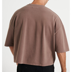 Vente en gros 100% coton T-shirt à col rond pour hommes 180 grammes de haute qualité 180 grammes de longueur courte coupe ample imprimé surdimensionné court solide - Product Image 2