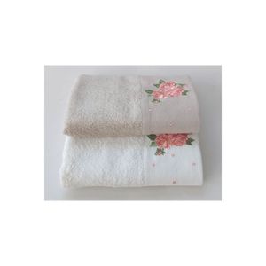 SET di asciugamani di rosa ricamati in bambù di 2 (2 pezzi 50x90cm)