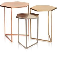 Ensemble de tables basses gigognes modernes et durables en trois parties avec cadre métallique personnalisé pour la décoration intérieure du salon, haute qualité
