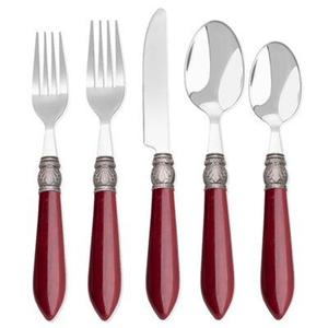 ชุดช้อนส้อมและมีดด้ามไม้ด้ามยาวแบบพกพาสีเงินหรูหราดีไซน์เนอร์สไตล์ตะวันตกแบบหรูหราที่น่าตื่นตาตื่นใจ - Product Image 1