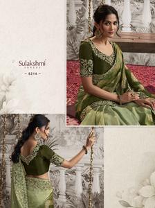 ผ้าส่าหรีผ้าไหมแบบดั้งเดิมดีไซน์เนอร์ประดับมุกหินแท้ปักขอบ zari สำหรับงานแต่งงานและงานปาร์ตี้ - Product Image 2