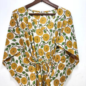 ชุดคาฟตันผ้าฝ้ายอินเดียสำหรับผู้หญิงชุดนอนสไตล์โบฮีเมียนยาวถึงข้อเท้ายาวถึงพื้นสไตล์โบฮีเมียนฤดูร้อน - Product Image 1