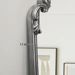 Design tendance Miroir mural à cadre en métal argenté Miroir mural de haute qualité Décor à la maison Miroir mural en métal durable - Product Image 5